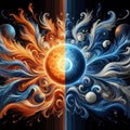 Cosmic Duality Sun and Moon Art