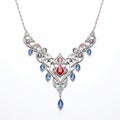 Intricate Crimson And Aquamarine Necklace Inspired By Sheikha Royalty Free Stock Photo