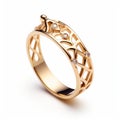 Intricate Cut-out Gold Ring With Diamonds - Inspired By Ancient Chinese Art Royalty Free Stock Photo