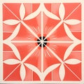 Intricate Cut-outs: Orange Tile With Pink Design - Mid-century Porcelain Royalty Free Stock Photo