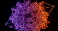 Abstract 3D Network Structure with Purple and Orange Gradient Lighting on Black Background connection Royalty Free Stock Photo