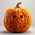 Intricate 3d Carved Pumpkin Halloween Art With Ornamental Details