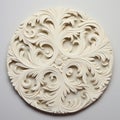 Intricate 3d Carved Wooden Plaque With Floral Design