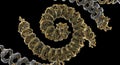 Golden molecular spiral structure on black background Royalty Free Stock Photo