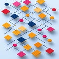 Intricate 3D isometric flowchart diagram showcasing interconnected data processes, workflow, and system Royalty Free Stock Photo