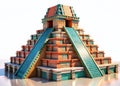 Intricate 3D Low Poly Model of an Ancient Aztec Temple Detailed Architectural Render for Design Inspiration or Royalty Free Stock Photo
