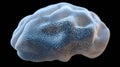 Intricate 3D model of a brain with a dotted texture on a black background, AI Royalty Free Stock Photo