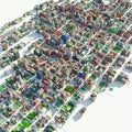 Intricate 3D model of an urban landscape featuring a dense array of variously colored