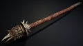 Intricate 3d Modeling Of Spiked Sword In Frank Frazetta Style