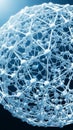 Intricate 3D Molecular Structure of a Complex Atom or Nanotechnology Network with Glowing Blue Spheres and Connecting Rods Against Royalty Free Stock Photo