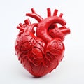 Intricate 3D-Printed Human Heart Medical Marvel on White Background, Generative AI