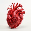 Intricate 3D-Printed Human Heart Medical Marvel on White Background, Generative AI