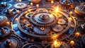Intricate 3D Render of a Surreal Rotating Gear Cogwheel Mechanism A TopDown Perspective on Abstract Machinery