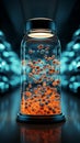Intricate 3D rendering and digital art unveil a transparent cell within a beaker