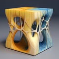 Intricate 3d Sculpture With Blue And Orange Colored Parts