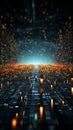 Intricate 3D visualization of the big data universe, entwined with binary code