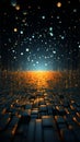 Intricate 3D visualization of the big data universe, entwined with binary code