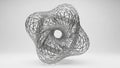 Intricate 3D wireframe torus knot sculpture with a complex geometric lattice structure and central void Royalty Free Stock Photo