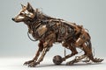 The Intricate 3D World of a Robotic Coyote, Rendered in Superb Detail and Cinematic Lighting on a Rococo White Background