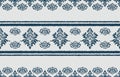 Intricate dark blue damask patterns and textured lines on a light grey background Royalty Free Stock Photo