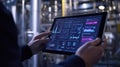 An intricate data visualization on a touchscreen illustrating realtime predictive trends for quality control and