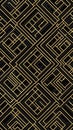 Intricate Deco Geometric Pattern Featuring Intersecting Golden Lines on a Deep Black Background with Subtle Sparkle Effects Royalty Free Stock Photo
