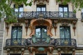 An intricate and decorated building with multiple balconies, showcasing the architectural beauty and design, Art Nouveau hotel Royalty Free Stock Photo