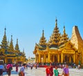 Intricate decoration of pyatthat roofs in Shwedagon Zedi Daw, Ya