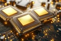 Intricate design and modern technology elements are on full display with golden circuit board components Royalty Free Stock Photo