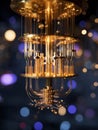 Intricate Design of a Quantum Computer With Luminous Components Creating a Striking Visual Effect Royalty Free Stock Photo