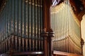 Intricate designs on organ pipes in a church