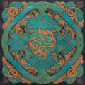 An intricate, detailed Celtic knot pattern rendered in a vibrant tile style generated by Ai