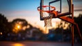 Intricate Details of a Basketball Hoop Against a Vibrant Blue Sky Royalty Free Stock Photo