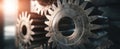 The intricate details of metal gears in an industrial setting. AI generated image Royalty Free Stock Photo