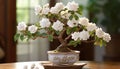 the intricate details of the smallest white bonsai rose plant