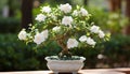 the intricate details of the smallest white bonsai rose plant