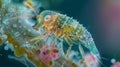 The intricate details of a water flea its miniature body adorned with jeweltoned hues and delicate appendages captured Royalty Free Stock Photo