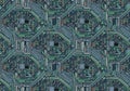 Intricate digital art depicting a seamless pattern of circuit board designs. The image features Royalty Free Stock Photo