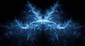 Intricate digital artwork featuring symmetrical bright blue fractal patterns on a dark Royalty Free Stock Photo