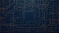 Intricate Digital Circuit Board Pattern with Golden Lines and Abstract Technical Data Royalty Free Stock Photo