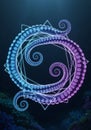 An intricate digital illustration featuring two intertwining octopus Royalty Free Stock Photo