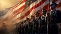 A military honor guard performing a flag-folding ceremony