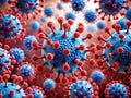 Intricate Digital Rendering of Microscopic Red and Blue Virus Cells A Detailed Look at Cellular Structure and Royalty Free Stock Photo