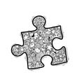 Intricate doodle art puzzle piece with black background Royalty Free Stock Photo