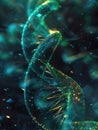 An intricate double helix structure of DNA is depicted against a vibrant abstract background, showcasing dynamic colors