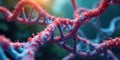 Intricate double helix structure of genetic material a detailed visualization of cellular components. Generative AI
