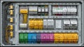 Intricate Electrical Control Panel with Colorful Wiring Components Royalty Free Stock Photo