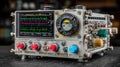 Intricate Electronic Device Displaying Complex Waveforms and Data Royalty Free Stock Photo