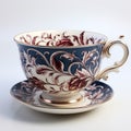 Intricate Expressionism Ornate Tea Cup And Saucer With Watercolor Details