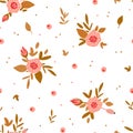 An intricate fabric of blooming hearts and delicate rose flower. Vector romantic cute illustrated seamless pattern